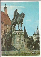 Carte Postala veche Romania - Cluj - Statuia lui Mihai Corvin, Circulata 1973 foto