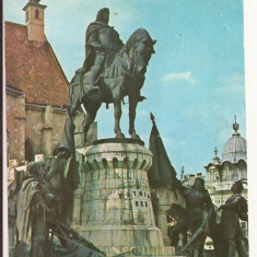 Carte Postala veche Romania - Cluj - Statuia lui Mihai Corvin, Circulata 1973