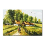 Tablou pictat manual living, dormitor, Amintiri din copilarie, 60x40cm ulei pe panza, gata de agatat pe perete