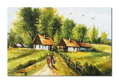 Tablou pictat manual living, dormitor, Amintiri din copilarie, 60x40cm ulei pe panza, Constantin Feraru foto