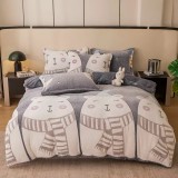 Lenjerie Cocolino 4 Piese Pentru Pat Dublu cu Elastic- JO288 Urs Polar