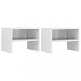 VidaXL Noptiere, 2 buc., alb extralucios, 40x30x30 cm, lemn prelucrat