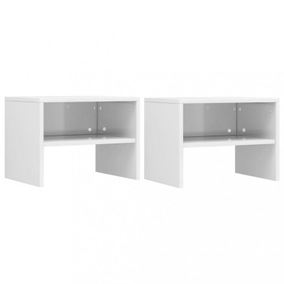 vidaXL Noptiere, 2 buc., alb extralucios, 40x30x30 cm, lemn prelucrat foto