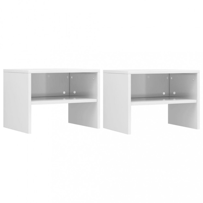 vidaXL Noptiere, 2 buc., alb extralucios, 40x30x30 cm, lemn prelucrat