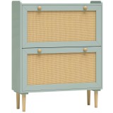 HOMCOM Dulap pentru pantofi 12 perechi, dulap pentru pantofi cu 2 sertare rabatabile, rafturi reglabile, 80x26x101 cm, verde | Aosom Romania