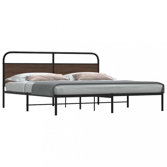vidaXL Cadru de pat metalic fără saltea, stejar maro, 183x213 cm 3318657