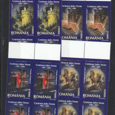 Romania 2005-Centenar Jules Verne,serie 4 valori dantelate,bloc de 4,MNH