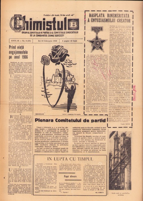 HST P2/166 Ziar Chimistul 6/1966 Combinat chimic Borzești