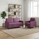 Cumpara ieftin Set de canapea cu spatiu de depozitare 2 buc. Violet Poliester