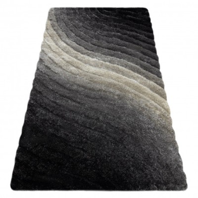 Covor FLIM 006-B1 modern shaggy, Valuri - structural gri, 120x160 cm foto