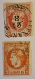 Romania 1868 - Carol l cu Favoriti 18 bani nuante diferite