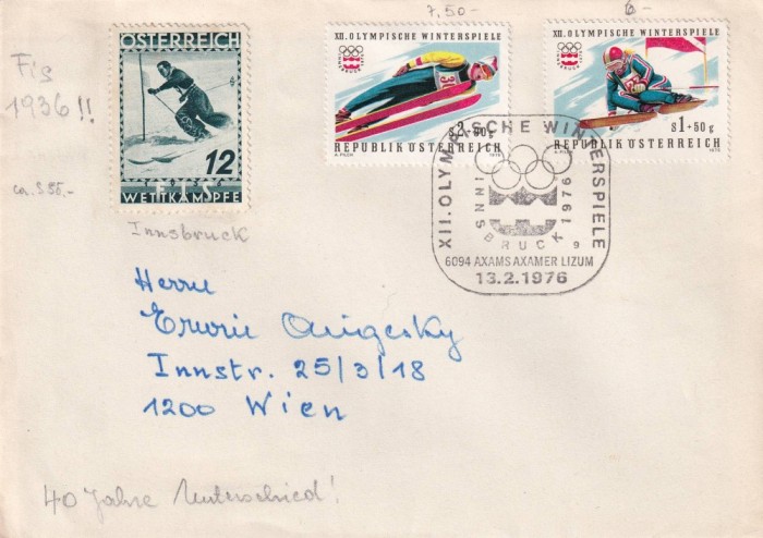 FILATELIE TEMATICA - PLIC AUSTRIA TEMATICA JOCURILE OLIMPICE