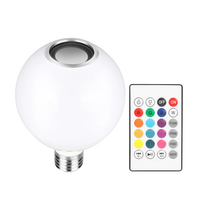 Bec LED Smart, 12 W, RGB, E26/E27,Bluetooth, 13 x 9 cm, telecomanda inclusa foto