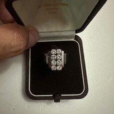 INEL AUR ALB 14K + 8 Diamante = 1.6CT - VVS1- Art Deco + Certificat - Vintage !