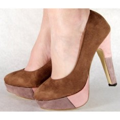 Pantofi maro casual pumps dama/femei cu toc (cod HA-015)