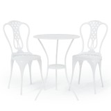 Cumpara ieftin Set mobilier bistro, 3 piese, alb, aluminiu turnat