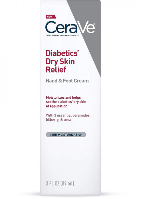 Crema pentru Maini si Picioare, CeraVe, Diabetic&#039;s Dry Skin impotriva Pielii Uscate Cauzate de Diabe