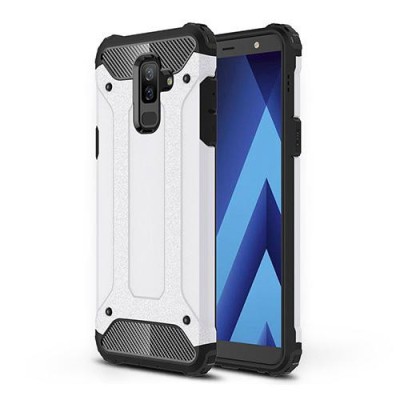 Husa Silicon+Plastic Samsung A6+ 2018 a605 J8 J810 Antishock Rugged Armor Silver&amp;amp;Black foto