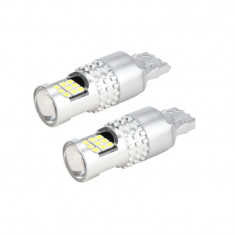 Set de 2 becuri led Xentech Light w21w/5w T20 24 SMD cu lupa 12-24V