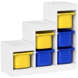 AIYAPLAY Mobilier de depozitare pentru jucării pentru copii cu 6 cutii detașabile, 3 niveluri de depozitare, 96 x 38,5 x 90, multicolor | Aosom Romani
