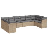 Cumpara ieftin Set canapele de gradina cu perne, 10 piese, bej, poliratan