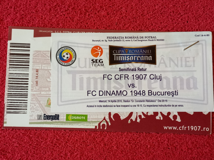 Bilet meci fotbal Cupa Romaniei CFR CLUJ - DINAMO BUCURESTI (14.04.2010)
