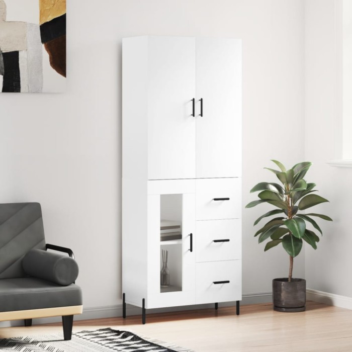 vidaXL Dulap &icirc;nalt, alb, 69,5x34x180 cm, lemn compozit
