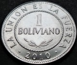 Cumpara ieftin Moneda exotica 1 BOLIVIANO - BOLIVIA, anul 2010 * cod 82 = A.UNC, America Centrala si de Sud