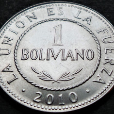 Moneda exotica 1 BOLIVIANO - BOLIVIA, anul 2010 * cod 82 = A.UNC