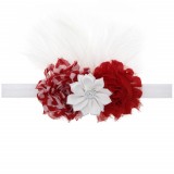 Bentita fetite, flori rosii albe, 0-12 luni, elastic moale, satin, multicolor, accesorii par bebelusi, casual, eleganta