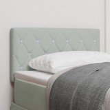 VidaXL Cap de pat LED cu butoane din cristal, tapitat, gri deschis, 80 cm, din catifea