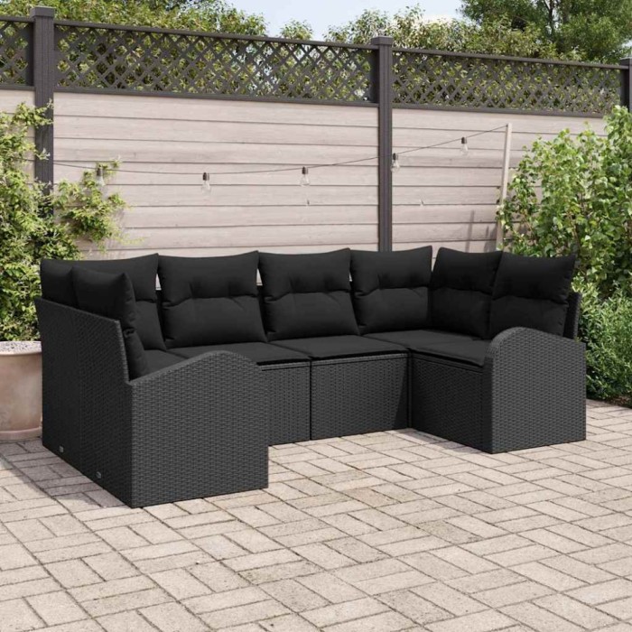 vidaXL Set de canapele pentru grădină 6 pcs Negru Rattan poli 3346183