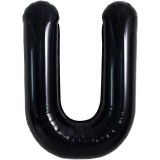 Balon folie metalizata litera u, flippy, 40 cm, umflati cu heliu sau aer, ambalaj individual, pai inclus, negru