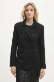 Answear Lab sacou culoarea negru, cu doua randuri de nasturi, neted