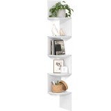 VASAGLE Raft de colt plutitor pe 5 niveluri, din lemn, 20x20x128cm, alb Household NewTrend