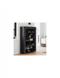 Organizator negru pentru pantofi cu 9 rafturi, material textil si tuburi metalice, 100 x 28 x 162 cm
