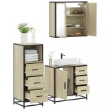 Gossi set mobilier de baie, 3 piese, stejar sonoma, lemn prelucrat
