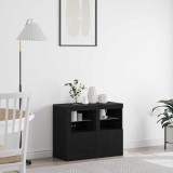 VidaXL Cabițe cu lumini LED 2 buc Negru Stejar 41x37x67 cm