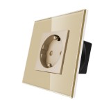 Cumpara ieftin Priza simpla Luxion aurie cu rama din sticla pentru interior modern