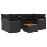 Cumpara ieftin Set canapele de gradina cu perne, 7 piese, negru, poliratan