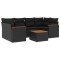 Set canapele de gradina cu perne, 7 piese, negru, poliratan