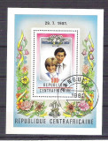 Central African Republic 1982 Lady Di and Charles, perf. sheet, used O.030, Stampilat