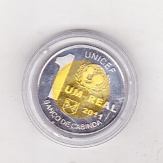 bnk mnd Cabinda 1 real 2011 unc , UNICEF , bimetal