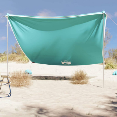 vidaXL Baldachin de plajă cu ancore de nisip, verde, 304x300 cm foto