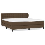 Cumpara ieftin Pat box spring cu saltea, maro inchis, 160x200 cm, textil