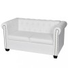 VidaXL Canapea Chesterfield cu 2 locuri, piele artificială, alb