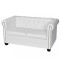 vidaXL Canapea Chesterfield cu 2 locuri, piele artificială, alb