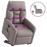 vidaXL Fotoliu electric masaj rabatabil cu ridicare, gri taupe, textil