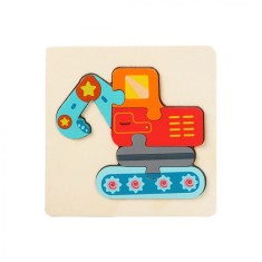 Puzzle Educaționale din lemn &ndash; Forme și Animale Excavator
