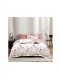 Lenjerie de lux cu elastic roz si alb, din bumbac finet, 6 Piese cu flori colorate, Home
